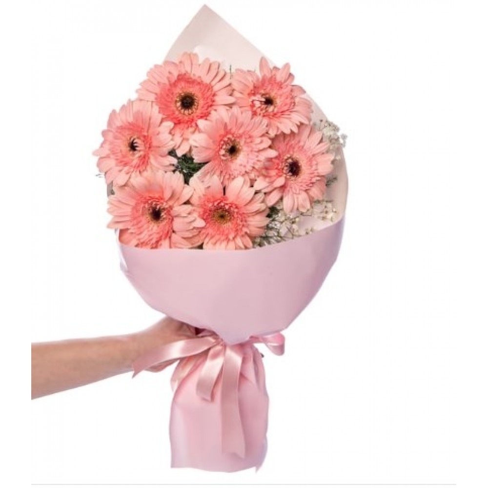 7 Pembe Gerbera Buketi
