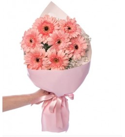 7 Pembe Gerbera Buketi