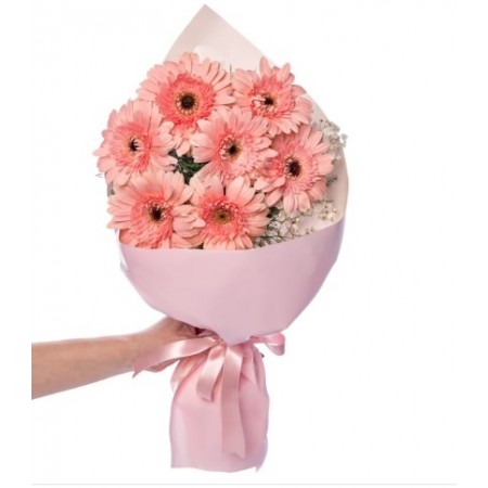7 Pembe Gerbera Buketi