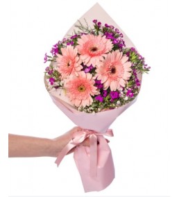 Pembe Gerbera ve Hüsnüyusuf Buketi