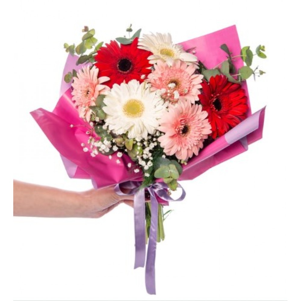 Karışık Renk 7 Gerbera Buketi