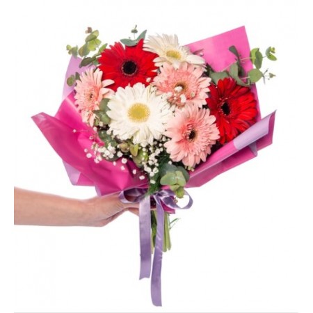 Karışık Renk 7 Gerbera Buketi